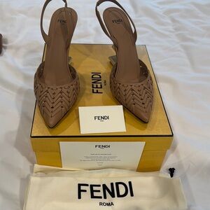 Fendi Tan Woven Slingback Heels - only worn 1x times, too small! Send offers